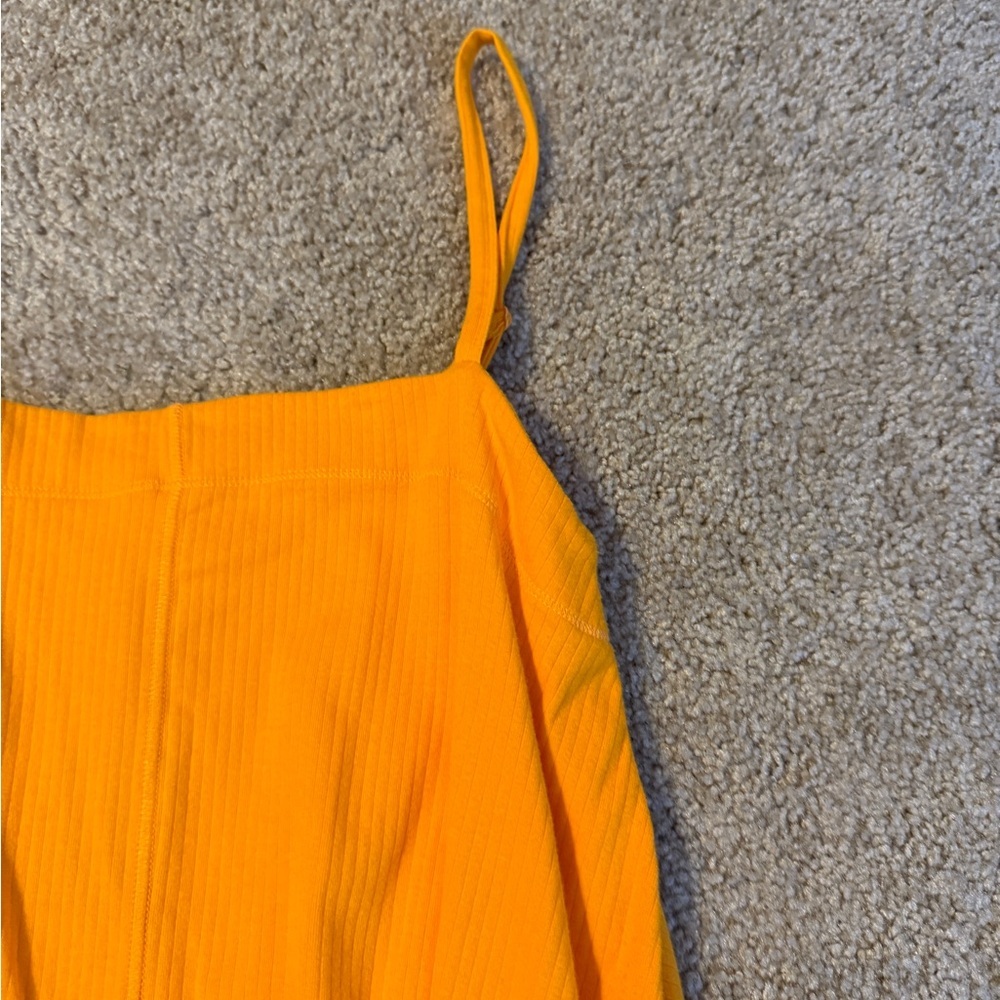 Free People Bright Orange Ribbed Square-Neck Bodysuit - Picture 8 of 11